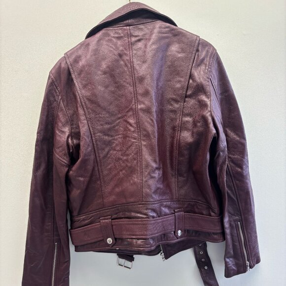EACH OTHER PARIS DEEP RED LEATHER JACKET - Picture 2 of 3
